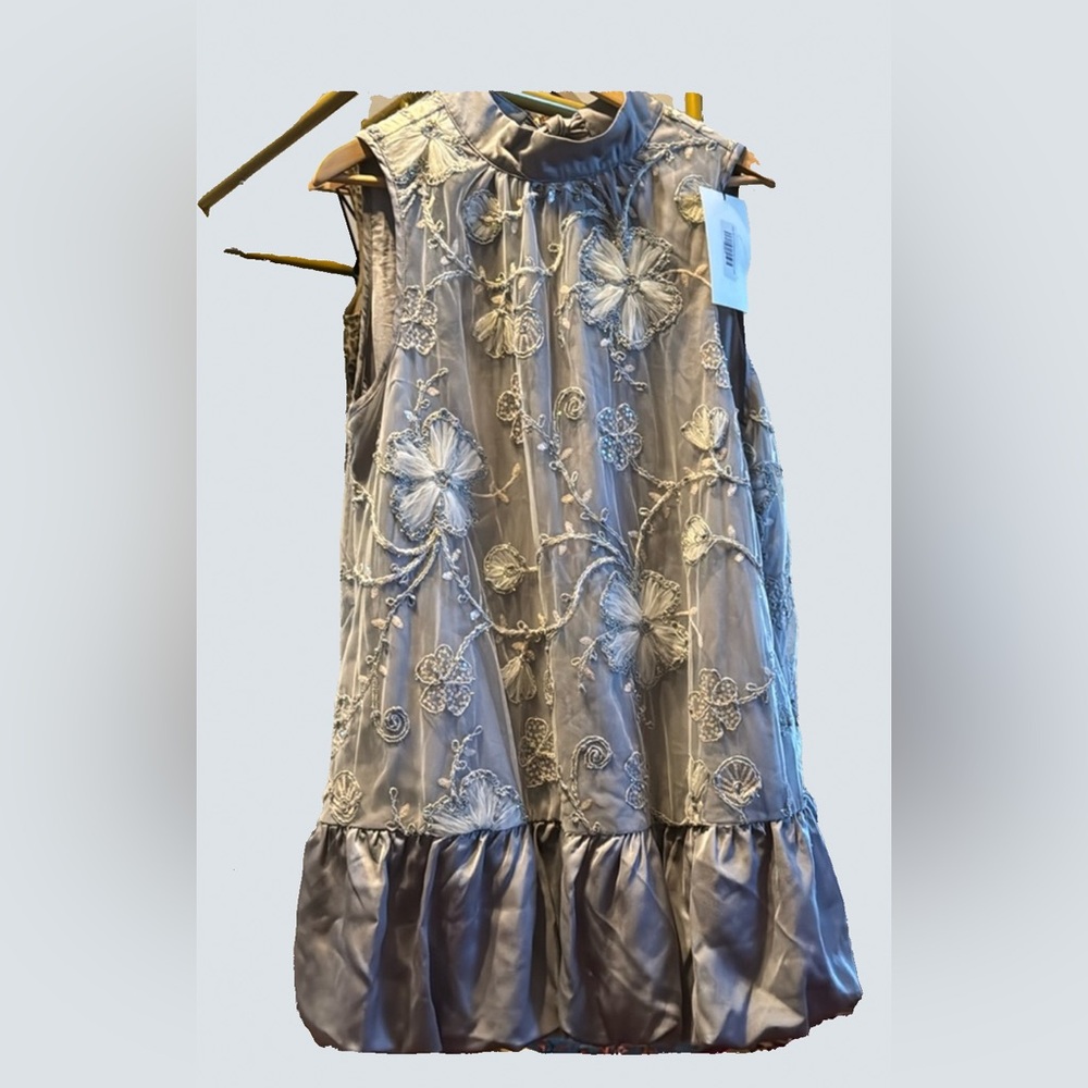 NWT Elegant Floral Embroidered Dress